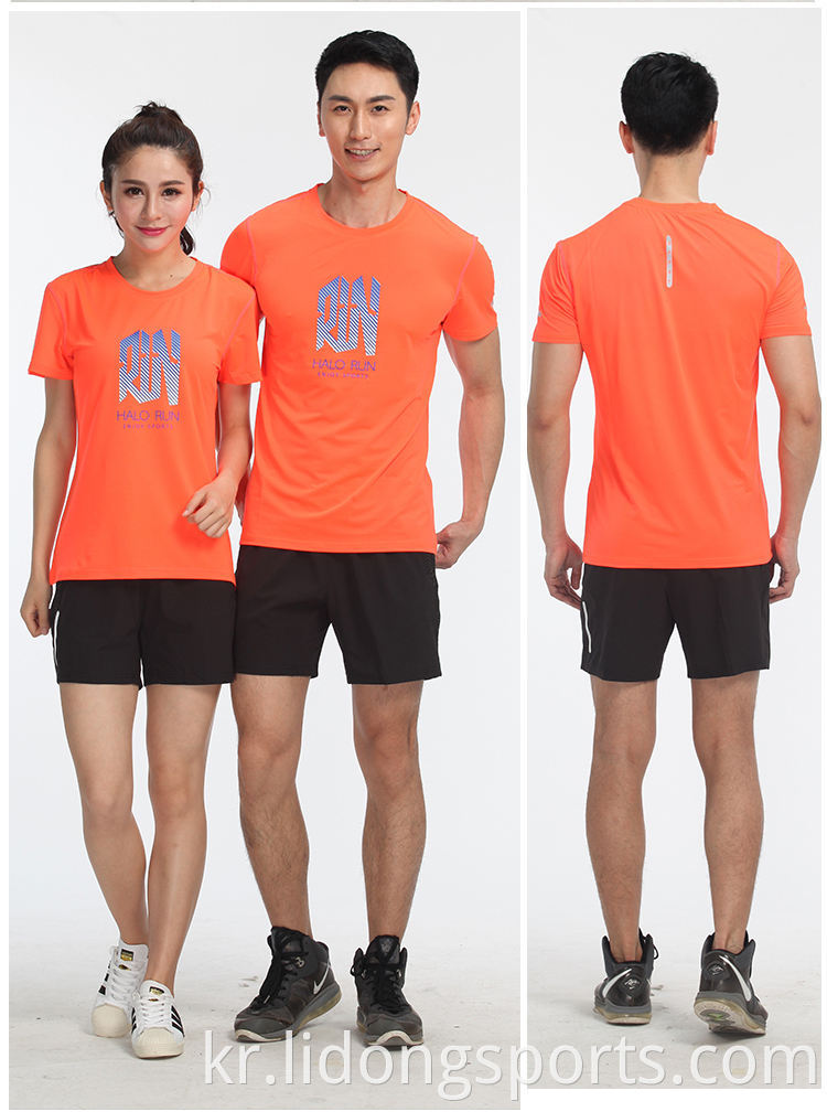 도매 커스텀 프린팅 커플 T 셔츠 여자 남자 라운드 넥 스포츠 달리기 티셔츠